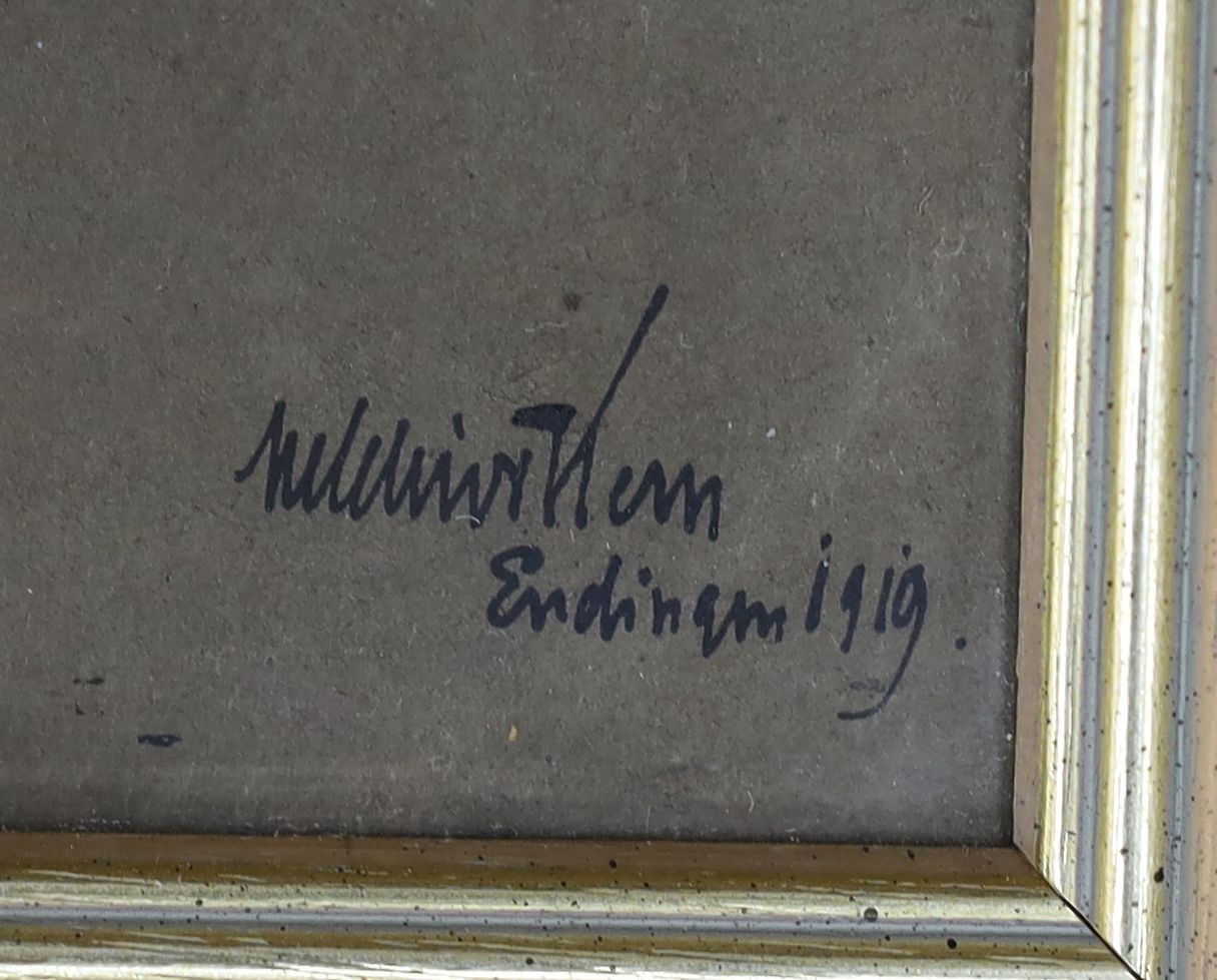 Melchior Kern (1872-1947), ink and watercolour on buff paper, Bavarian House, signed and dated 1919, 42 x 49cm